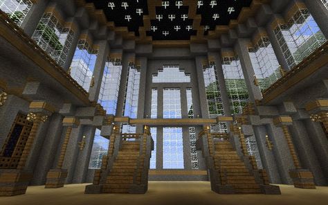 Minecraft Ballroom Castle Interior Design, Minecraft Stairs, Castle Blueprints, Minecraft Floor Designs, Castle Ballroom, Minecraft Library, Mansion Minecraft, Medieval Interior, Interior Design Minecraft