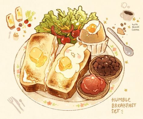 Chibi Food, 귀여운 음식 그림, Arte Do Kawaii, Foodie Art, Simple Breakfast, Food Artwork, Food Sketch, Food Illustration Art, Cute Food Drawings