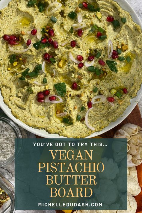 You’re going to love this healthy take on the trendy butter board - my vegan pistachio butter board! #butterboard #butterboardtrend #butterboardideas #butterboardrecipes #pistachiobutter #pistachiospread Butter Board Recipe, Vegan Pistachio, Butter Boards, Butter Board, Pistachio Butter, Wonderful Pistachios, Eat Healthier, Raw Cashews, Beet Salad