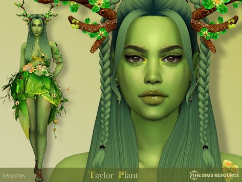 The Sims Resource - Taylor Plant - TSR CC Only Leaf Outfit, The Sims 4 Pack, Forest Elf, Fairy Hair, Sims 4 Dresses, Sims House Design, Sims 4 Toddler, Fantasy Hair, Sims Hair