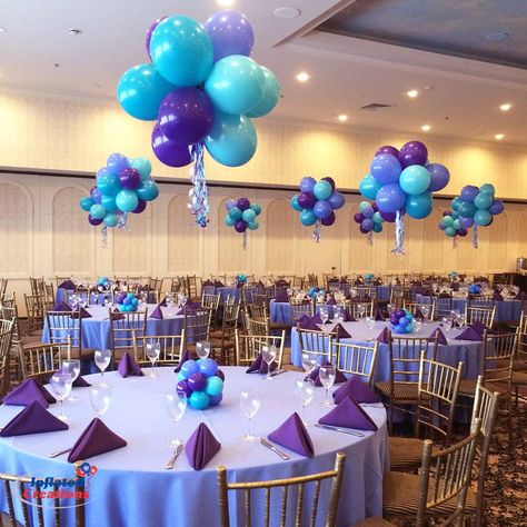 Colorful Balloon Centerpieces, Balloon Topiary, Balloon Ceiling, Disney Frozen Birthday Party, Jasmine Birthday, Disney Frozen Birthday, Floral Balloons, Birthday Balloon Decorations, Custom Balloons