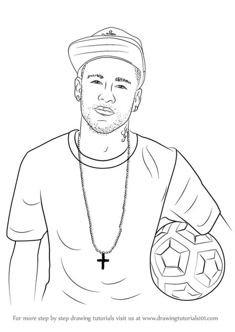 Learn How to Draw Neymar Jr. (Footballers) Step by Step : Drawing Tutorials Draw Neymar Jr, Neymar Jr Drawing, Football Player Drawing, Football Neymar, Soccer Drawing, Football Coloring Pages, Football Drawing, Neymar Jr Wallpapers, Kids Animals