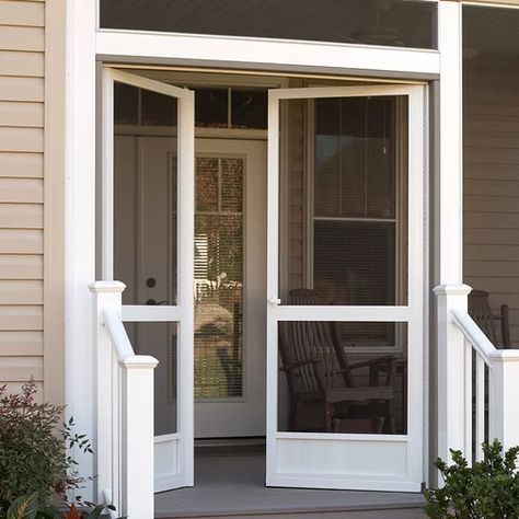 KIBY Canoe Creek Aluminum Screen Door | Wayfair.ca Exterior Screen Doors, Screened Porch Doors, Double Screen Doors, French Doors With Screens, Aluminum Screen Doors, Security Screen Door, Screened Porch Designs, Garage Door Types, Aluminum Screen