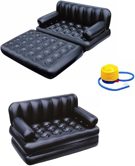 Amazon.com : Folding Portable Inflatable Sofa Twin Bed, Lazy Flocking Queen Size Air Bed Mattress - Great for Pop Up Indoor Living Room and Outdoor Balcony, Backyard, Camping, Picnic, RV + Foot Pump (Black) : Sports & Outdoors Balcony Backyard, Indoor Living Room, Inflatable Sofa, Backyard Camping, Outdoor Balcony, Air Bed, Camping Picnic, Twin Bed, Bed Mattress