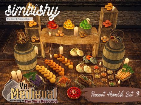 Sims 4 Medieval Kitchen Cc, Ts4 Medieval, Sims Car, Sims 4 Medieval, Medieval Food, Christmas Yule Log, Medieval Peasant, Chicken Items, Eaten Alive