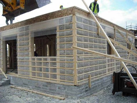 hempcrete brick home Hempcrete Construction, Hemp House, Zero Energy House, Earth Bag Homes, Straw Bale House, Eco Buildings, Earthship Home, Sustainable Building Materials, Home Insulation