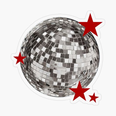 Get my art printed on awesome products. Support me at Redbubble #RBandME: https://www.redbubble.com/i/sticker/Xmas-Disco-Ball-by-mgdlnsapien/155646951.O9UDB?asc=u Disco Ball Sticker, Small Stickers, Red Stars, Disco Ball, Vinyl Stickers, Stars, For Sale, Red, Silver