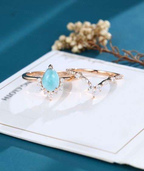 Larimar Engagement Ring, Gold Vintage Engagement Ring, Vintage Engagement Ring Settings, Rose Gold Engagement Ring Vintage, Promise Ring Set, Detailed Engagement Ring, Agate Engagement Ring, Vintage Engagement Ring, Moonstone Engagement Ring