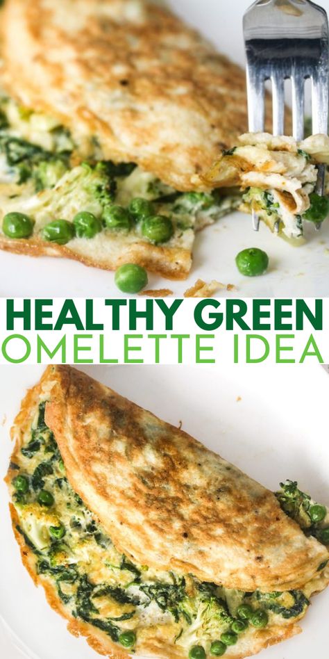 Healthy Green Omelette Idea Green Omelette, Breakfast Ideas Healthy Clean Eating, Omelette Breakfast, Healthy Omelette, Healthy Egg Recipes, Breakfast Omelette, Omelette Recipe, Eating Eggs, Breakfast Idea