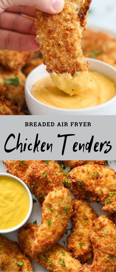 These Breaded Air Fryer Chicken Tenders are crispy, juicy, and delicious. Tons of flavor and no grease, you're going to love this yummy chicken. Breaded Air Fryer Chicken, Air Fried Chicken Tenders, Texas Caviar, Breaded Chicken Tenders, Air Fryer Chicken Tenders, Simply Home, Air Fryer Oven Recipes, Yummy Chicken, Air Fry Recipes