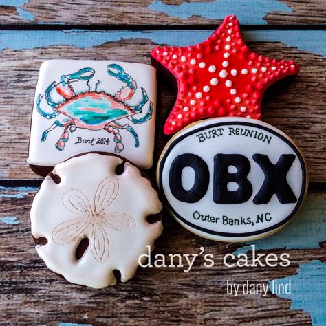 Outer Banks by Dany's Cakes    By Dany's Cakes   https://www.facebook.com/pages/Danys-Cakes/108399109182699 Obx Food, Watch Party Ideas, Watch Party Food, Cookies For Birthday, Cowgirl Birthday Cakes, Surf Cake, 14th Birthday Party Ideas, Cookie Board, Teen Cakes