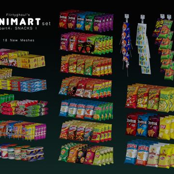 Minimart Set | Part 4: Snacks I (Early Access) | flirtyghoul on Patreon Lotes The Sims 4, Sims Gameplay, Sims 4 Kitchen, Sims 4 Cas Mods, Sims 4 Family, Sims 4 Cc Kids Clothing, Play Sims 4, The Sims 4 Pc, Cc Furniture