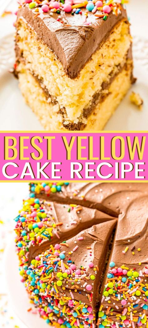 Best Yellow Cake Recipe, Homemade Yellow Cake Recipe, Old Fashioned Cake, Homemade Yellow Cake, Yellow Butter Cake, Nutella Frosting, Moist Yellow Cakes, Yellow Cake Recipe, Cakes To Make