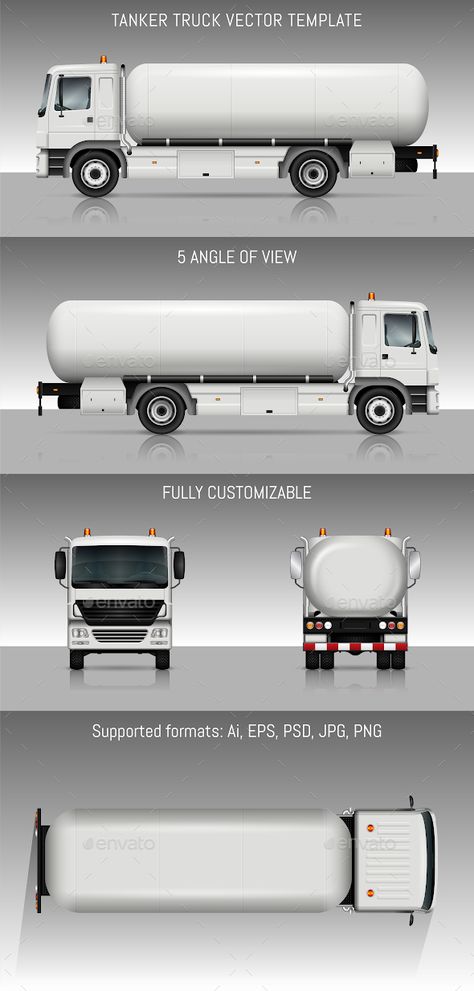 Tanker Truck Vector Template - Man-made Objects Objects Oil Tanker Trucks, Blue Heels Wedding, Water Truck, Vehicle Branding, Truck Graphics, Water Tank Truck, Transport Truck, Tanker Truck, Fuel Truck