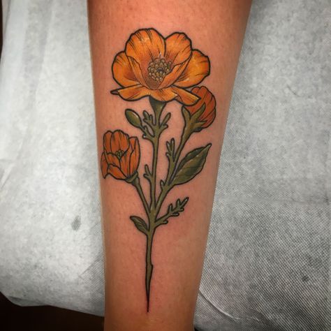 Neo Traditional Flower Tattoo, Traditional Poppy Tattoo, Traditional Flower Tattoo, Tato Tradisional, Traditional Tattoo Inspiration, Traditional Tattoo Flowers, Traditional Flower, Wildflower Tattoo, Poppies Tattoo