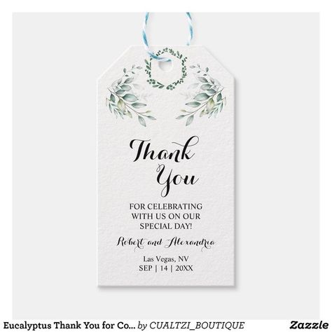 Eucalyptus Thank You for Coming Wedding Favor Gift Tags Thank You For Coming To Our Wedding, Gift Tags Wedding, Wedding Favor Gift Tags, Wedding Thanks, Scratch Paper, Custom Ribbon, Wedding Tags, Eucalyptus Wedding, Personalized Gift Tags