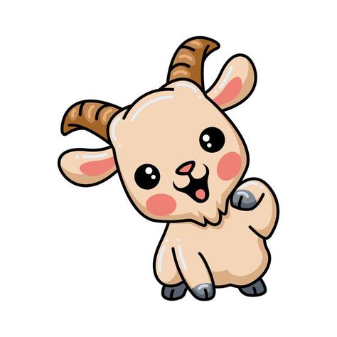 Cute baby goat cartoon posing | Premium Vector #Freepik #vector #baby #design #hand #character Goat Illustration Cute, Goats Drawing, Chibi Goat, Cute Goat Cartoon, Cute Goat Drawing, Goat Doodle, Cute Goat Art, Goat Anime, Cartoon Goat