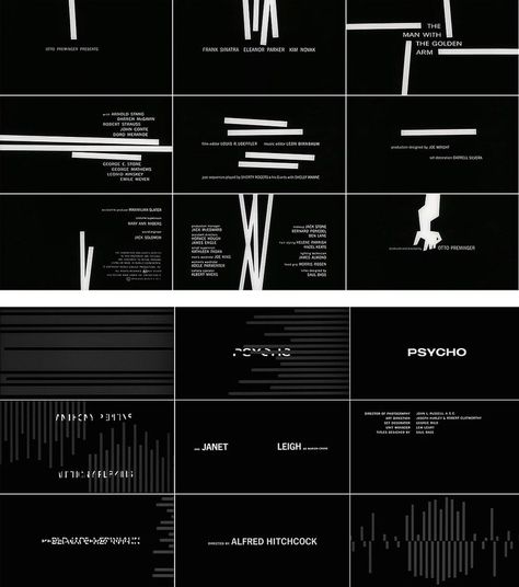 10. The Man With the Golden Arm 1955 and Psycho 1960 Film Credits Design, Film Title Design, Film Graphics, History Of Film, Credits Design, Film Leader, Cinema History, Art Of The Title, 3d Cinema