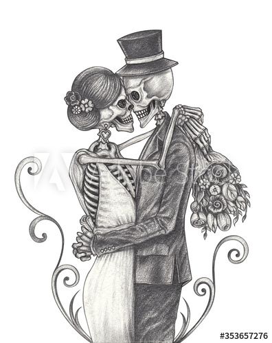 Skeleton Couple Tattoo, Skull Couple Tattoo, Couple Skull, Rockabilly Tattoos, Skulls Tattoo, Skeleton Lovers, Tattoos Infinity, Flower Tattoo Drawings, Skull Coloring Pages