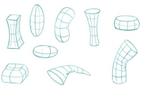 Twisting Forms Drawing, Drawing Practice Exercises Anatomy, Drawing Excercices, Drawing Shapes Practice, Organic Forms Drawing, Practice Drawing Shapes, Drawing Shapes, Geometric Shapes Drawing, Basic Sketching