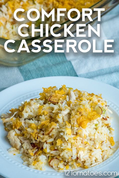 Chicken Rice Casserole With Mayonnaise, Casserole With Corn, Comfort Chicken, Cooked White Rice, Corn Flake, Chicken Casseroles, 12 Tomatoes Recipes, Chicken Rice Casserole, Comfort Casseroles