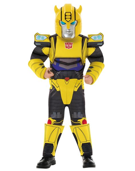 PRICES MAY VARY. When trying to decide between two sizes, choose the larger size for a better fit. Show love for your favorite Transformer in this officially licensed costume! This theatrical set includes a Bumblebee jumpsuit and a matching mask, providing everything your little one needs to nail the look. Made of polyester material, this epic outfit is sure to impress. This Halloween, your toddler will be prepared to save the neighborhood! The included jumpsuit features a crewneck, long-sleeve, Family Transformers Costumes, Transformer Costume, Muscle Suit, Ironman Costume, Pretend Play Costumes, Suit Costume, Closure Design, Save The Day, The Neighborhood