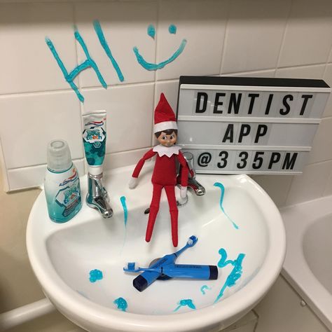 Elf With Toothbrush, Elf On The Shelf Dentist Ideas, Dentist Elf On The Shelf, Dental Elf On The Shelf, Elf Toothbrush, Elf On The Shelf Toothbrush, Elf On The Shelf Dental Office, Elf On The Shelf Toothpaste, Dentist Ideas