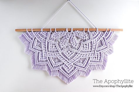 Macrame Wall Hanging Dark Blue Cotton Semi-circle Half Half Mandala Design, Purple Macrame, Macrame Boho Decor, Half Mandala, Art Macramé, Tutorial Macramé, Wall Hanging Lights, Macrame Mandala, Wall Hanging Designs