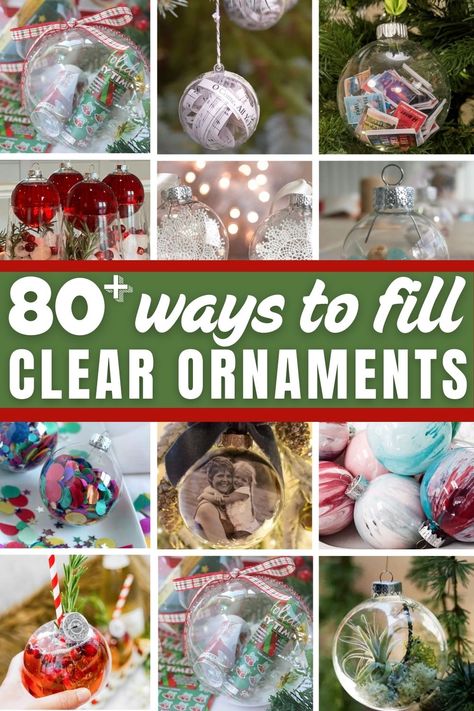 80  Ways To Fill Clear Christmas Ornaments - Love and Marriage Christmas Ornaments For Loved Ones In Heaven, Ornaments Diy Clear Balls, What To Make With Clear Plastic Ornaments, Decorating Clear Christmas Ornaments, Large Clear Plastic Ornaments, What To Put In Clear Ornaments, Diy With Clear Ornaments, Diy Glass Bulb Ornaments, Decorating Clear Christmas Balls