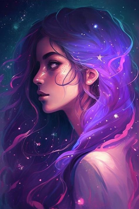 Virgo Zodiac Sign, Hair In The Wind, Shadow Photography, Space Girl, Goddess Art, Mystical Art, Aesthetic Painting, Virgo Zodiac, Spiritual Art