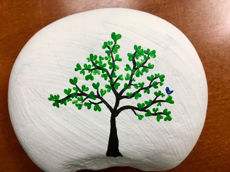 Heart tree painted rock. Planning to leave outside at a park for someone to find! Rock Painting Trees, Tree Rock Painting, Rock Painting Trees Ideas, Painted Rocks Trees, Tree Painted Rocks, Trees Painted On Rocks, Painted Rocks Tree Of Life, Hiking Painted Rocks, Painted Stone Fireplace