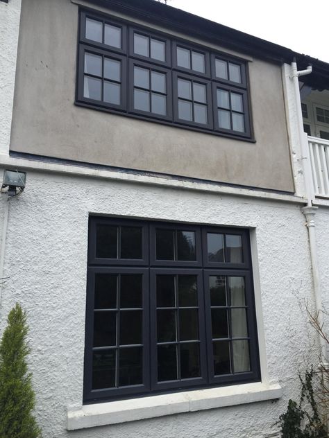 Inspire Windows Metal Windows Design, Anthracite Windows, Rehau Windows, Anthracite Grey Windows, 1930s House Exterior, Metal Windows, Grey Windows, Traditional Windows, Iron Windows