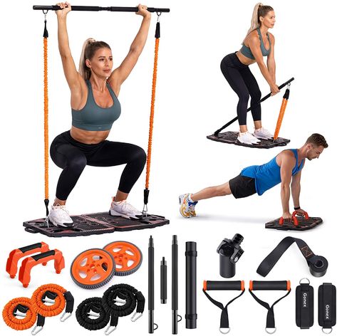 Gonex Portable Home Gym Workout Equipment with 10 Exercise... Build Arm Muscle, Exercise Accessories, Push Up Stand, Home Gym Workout, Portable Gym, Portable Home, Ab Roller, Best Home Gym, Workout Equipment