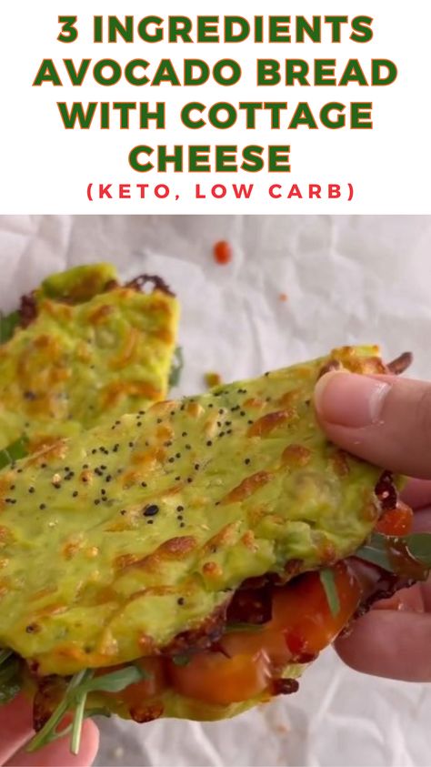 Whip up this 3-Ingredient Avocado Bread with Cottage Cheese – a keto and low-carb dream! 🥑🍞 Packed with healthy fats, protein, and a light, fluffy texture, this quick bread is perfect for breakfast, snacks, or pairing with your favorite toppings. Gluten-free, nutrient-rich, and oh-so-easy to make! 🌟 #AvocadoBread #KetoRecipes #LowCarbBread #HealthyBaking #CottageCheeseRecipes #GlutenFreeEats Healthy Breakfast Recipes Cottage Cheese, Low Carb Homemade Bread Recipes, Low Carb Cottage Cheese Flat Bread, Cottage Cheese Dessert Recipes Low Carb, Gluten Free Cottage Cheese Bagels, Avocado Cottage Cheese Egg Bread, Quick Cottage Cheese Recipes, Bread Substitute Low Carb, Vegetarian Keto Breakfast