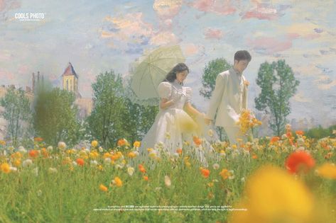 Howl And Sophie, Field Painting, Concept Photography, Couple Poses Reference, Painting Aesthetic, Human Poses Reference, Photoshoot Concept, Couple Wedding, Aesthetic Painting