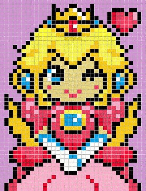 Princess Peach Pixel Art, Peach Pixel Art, Peach Blanket, Perler Ideas, Beads Pattern, Pixel Art Templates, Pixel Drawing, Pixel Art Grid, Animal Cross Stitch Patterns