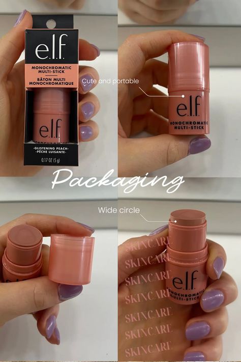 e.l.f. Monochromatic Multi Stick Dazzling Peony multi-stick eyeshadow lipstick blush creamy blendable affordable drugstore vegan cruelty-free Call to Action: Stick Eyeshadow, Drugstore Lips, Glow Getter, Lipstick Blush, Free Skincare, Elf Cosmetics, Cruelty Free Skin Care, Eyeshadow Lipstick, For Eyes