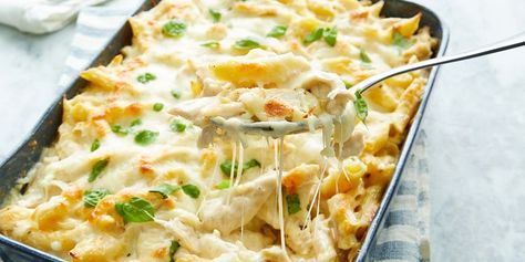 Chicken Alfredo Casserole Gluten Free Chicken Alfredo, Chicken Alfredo Pasta Bake, Alfredo Pasta Bake, Alfredo Casserole, Chicken Alfredo Casserole, 5 Ingredient Dinners, Chicken Alfredo Pasta, Alfredo Pasta, Chicken Alfredo