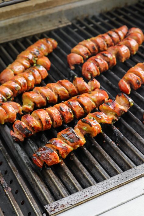 Honey Mustard Sausages - Layers of Happiness Best Vegetable Curry, Grilled Chicken Sausage, Crumb Cakes, Apple Crumb Cakes, Pretzel Recipe, Honey Mustard Glaze, Whipped Goat Cheese, Apple Crumb, Soft Pretzel