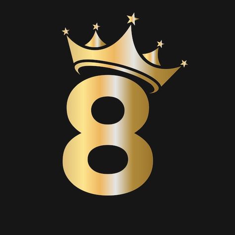 Letter 8 crown logo crown logo on letter... | Premium Vector #Freepik #vector #crown #king #royal-crown #prince-crown Logo 8 Number Graphic Design, 8 Number Logo, Number 8 Logo, Crown King, Prince Crown, Happy Birthday Frame, Logo Number, Crown Tattoo, Crown Logo