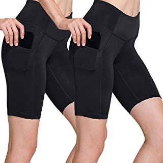 TSLA Women's High Waisted Bike Shorts, Workout Running Yoga Shorts with Pocket(Side/Hidden), Athletic Stretch Exercise Shorts Sports Pants Women, Polyester Spandex Fabric, Workout Running, Performance Wear, Under Dress, Hidden Pocket, Yoga Shorts, 4 Way Stretch Fabric, Active Women