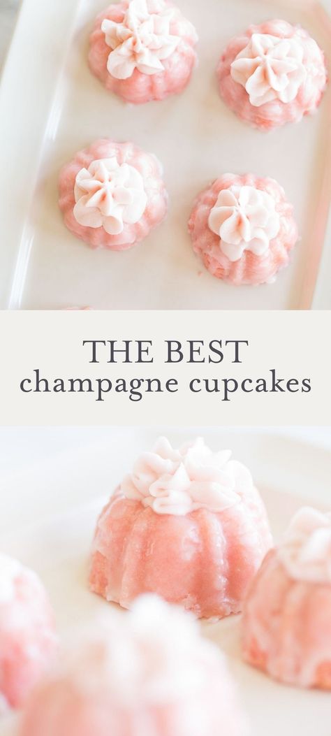 Champagne Cupcake Recipes, Pink Champagne Cupcakes, Champagne Recipe, Pink Champagne Cake, Sweet Champagne, Boozy Cupcakes, Champagne Cupcakes, Champagne Cake, Julie Blanner