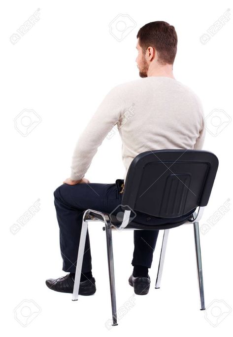 Man Sitting On Chair, Sitting Chair, Senior Project, Sitting Poses, Man Sitting, Flyer Design Templates, Back View, Sit Back, Chair Backs