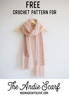 Free Crochet Pattern for the Andie Scarf - Megmade with Love Free Crochet Scarf, Crochet Scarf Pattern, شال كروشيه, Crochet Scarf Pattern Free, Confection Au Crochet, Crochet Winter, Crochet Blog, Haken Baby, Scarf Crochet Pattern