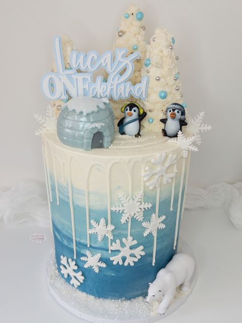 Winter Theme Smash Cake, Winter 1st Birthday Cake, Winter Themed Birthday Cake, Winter Onederland Cake Ideas, Winter Onederland Cake Boy, Winter Wonderland Theme Cake, Winter Onederland Birthday Cake, Winter Onederland Party Boy, First Birthday Theme Boy