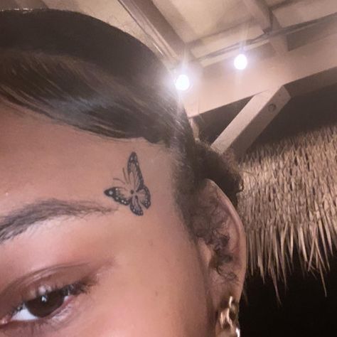 Small Face Tattoos, Temple Tattoo, Face Tats, Face Tattoos For Women, Tattoo Aesthetic, Butterfly Face, Pretty Tattoos For Women, Cute Small Tattoos, About Tattoo