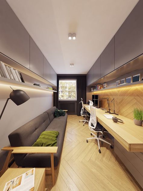 Modern Study Rooms, Desk And Shelves, Small Office Design Interior, Office Design Trends, Modern Home Office Desk, Small Office Design, Modern Home Offices, Modern Apartment Design, Study Room Design