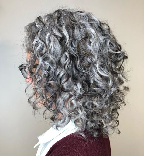 Curl Power Salon on Instagram: “Each silver transition is unique. The placement of each color to compliment the shape and style and transformation!  Call us to book a…” How To Go Gray Gracefully Dark Hair, Natural Hair Dye Ideas, Embrace Aging, Curly Silver Hair, Grey Blending, Going Gray Gracefully, Boho Mother, Grey Curly Hair, Hair Clay