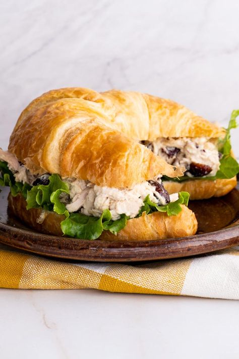 Chicken Salad on a Croissant Crossaint Sandwich, Waldorf Chicken Salad Sandwich, Cranberry Walnut Chicken Salad, Recipe With Apples, Waldorf Chicken Salad, Chicken Salad Croissant, Walnut Chicken Salad, Best Chicken Salad Recipe, Salad Sandwich Recipe