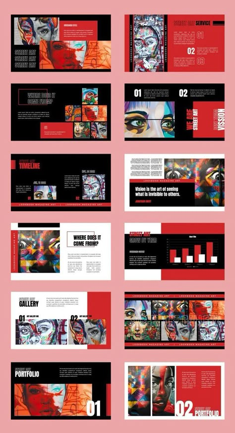 Unique Powerpoint Design, Art Slide Presentation, Art Portfolio Powerpoint, Art Presentation Ideas Powerpoint, Cool Slides Powerpoint, Powerpoint Portfolio Design, Layout Powerpoint Design, Art Portfolio Presentation, Art Portfolio Template